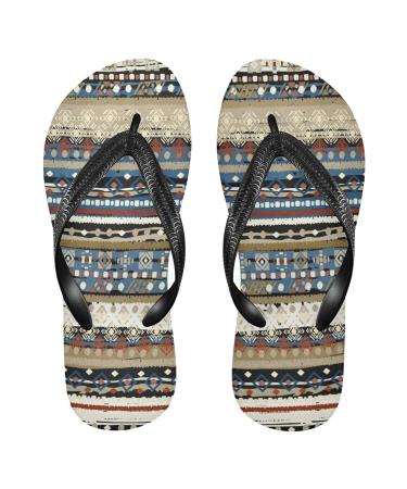 Mnsruu flip-flops in ethno-style boho-style floral design for home hotel spa bedroom travel XS for men and women X-Small multicolored