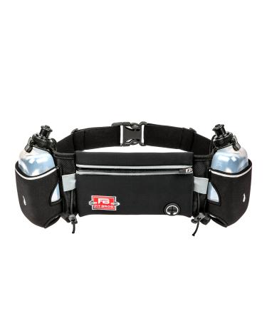 Temp Brand Adjustable Hydration Running Belt with Water Bottle Set  Black