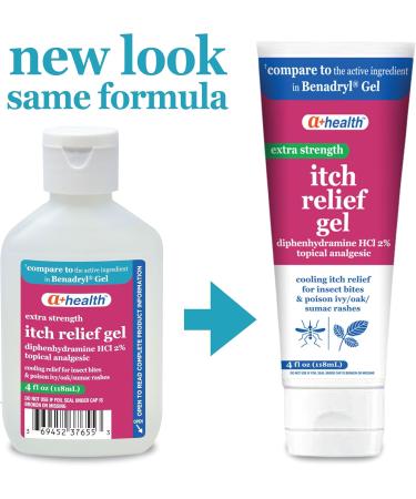 Extra Strength Itch Relief Gel | 2% Diphenhydramine HCl Topical Analgesic | Made in USA | 4 oz - Buy Online on GoSupps.com