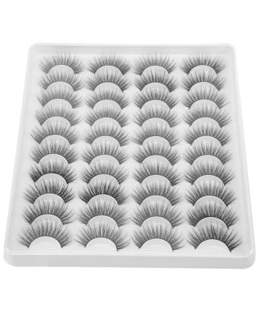 Asinfter 20 Pairs 3D Chemical Fiber Lashes Natural False Eyelashes Dramatic Volume Lashes Makeup Extension Eyelashes