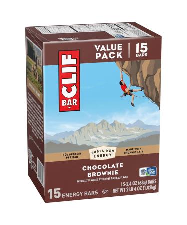 CLIF BAR - Energy Protein Bars - Chocolate Brownie - Made with Organic Oats - Energy Bars - Non-GMO - (15 Pack) Chocolate Brownie 15 Count - Buy Online on GoSupps.com