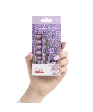 lala NAIL - Natural Glossy Long Gel Nails - 30 pcs (24 pcs + 6 Accent nails) (Lavender Fragrance)