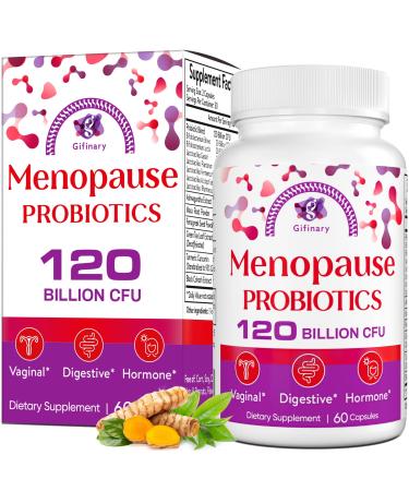 Menopause Supplements for Women 120 Billion CFU Menopause Probiotics for Women All-Natural Probiotic for Hot Flashes Menopause Night Sweats Mood Swings Gut and Hormone - 60 Herbal Capsules 60 Count (Pack of 1)