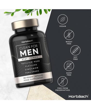 Psyllium Husk Capsules | 120 Count | Cleanliness Vegan Fibre Supplement for Men | Complex with Cinnamon Flaxseed and Fenugreek Seed | by Horbaach - Buy Online on GoSupps.com