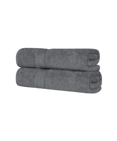 SUPERIOR Long Staple Combed Cotton 2-Piece Solid Bath Sheet Set, Bath Sheets 34 x 68, Grey Grey Bath Sheets