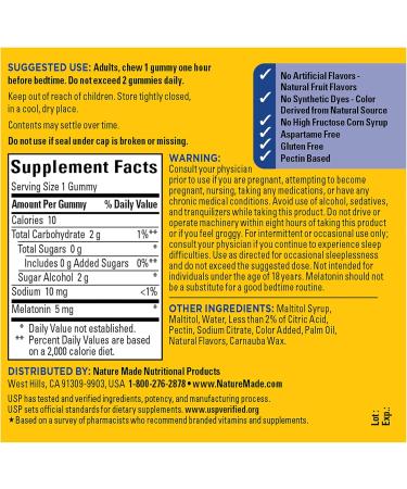 Nature Made Zero Sugar Melatonin 5mg Sleeping Gummies for Adults Extra Strength 100% Drug Free Sleep Aid Aspartame Free 70 Sugar Free Melatonin Gummies 70 Day Supply 70 Count (Pack of 1) - Buy Online on GoSupps.com