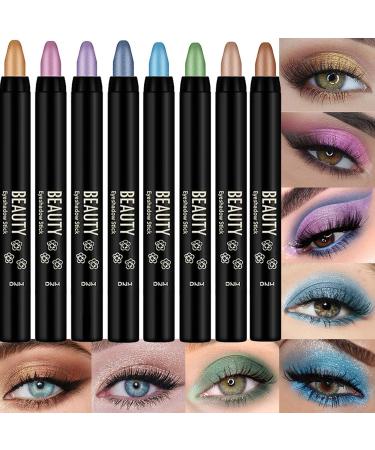Set of 8 eyeshadow pencils waterproof long-lasting smudge-proof shimmering cream for eyes - Buy Online on GoSupps.com
