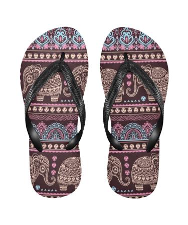 Mnsruu flip-flops Indian tribal elephant elephant flowers for home hotel spa bedroom travel XL for men and women X-Large