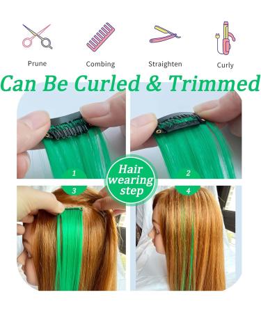 Rhyme 9PCS 21 Green Clip in Hair Extensions for Women & Girls - Party Highlights - Buy Online on GoSupps.com