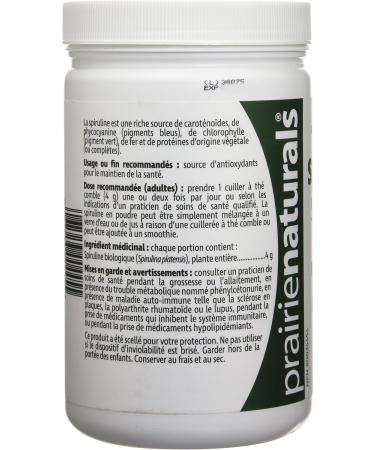 Prairie Naturals Organic Spirulina Blue Green Algae Powder - 400 Gram 400 g (Pack of 1) - Buy Online on GoSupps.com