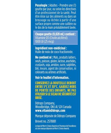 Ddrops Adults 1000IU Liquid Vitamin D3 Supplement - 365 Drops for Strong Bones & Immune Support - Buy Online on GoSupps.com