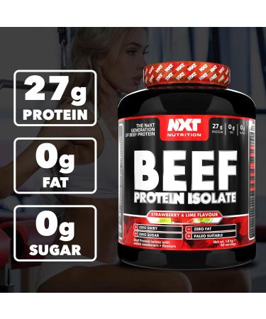 NXT Nutrition Beef Protein Isolate Powder - Protein Powder High in Natural Amino Acids - Paleo Keto Friendly - Dairy and Gluten Free | 1.8kg (Strawberry Lime Crush) Strawberry Lime Crush 1.8 kg (Pack of 1) - Buy Online on GoSupps.com