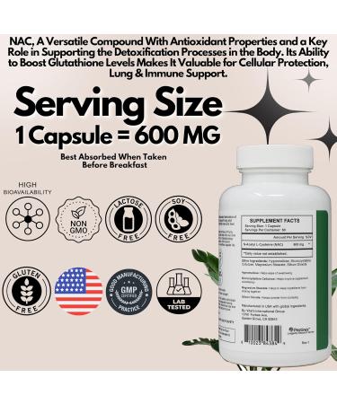 PRISTINE'S N-Acetyl L-Cysteine (NAC) Immunity Lung & Liver Support Supplement Capsules - 600MG 60 Day Supply - Potent Antioxidant - Vegan Gluten Free Non GMO - Buy Online on GoSupps.com