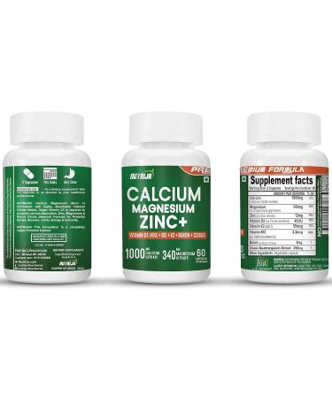 NutriJa Calcium Magnesium Zinc with Vitamin D3 Boron K2 & B12 - 120 Capsules - Buy Online on GoSupps.com