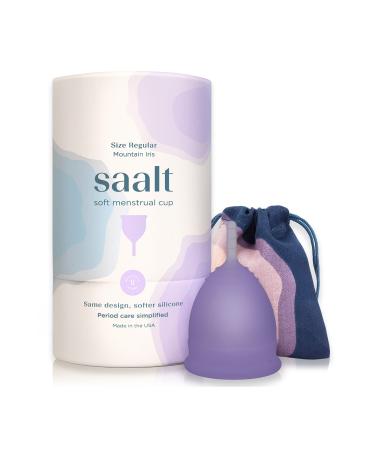 Saalt Soft Menstrual Cup - Best Sensitive Reusable Period Cup - Wear for 12 Hours - Tampon and Pad Alternative (Small (Pack of 1) Mountain Iris)