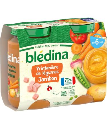 Bl dina - Small baby jars - Spring of vegetables Ham - 70% French ingredients - From 6 months - 12 jars of 200g - Buy Online on GoSupps.com