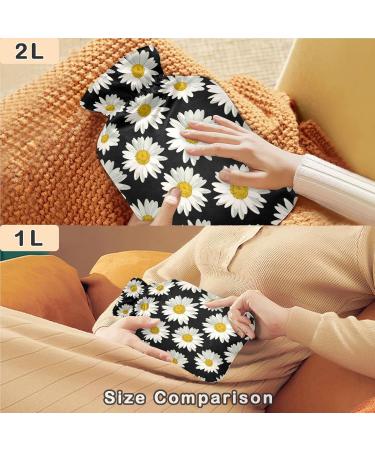 NAANLE Hot Water Bottle with Cover White Daisy 2L for Menstrual Cramps Pain Relief & Heat Therapy | International Shipping - Buy Online on GoSupps.com