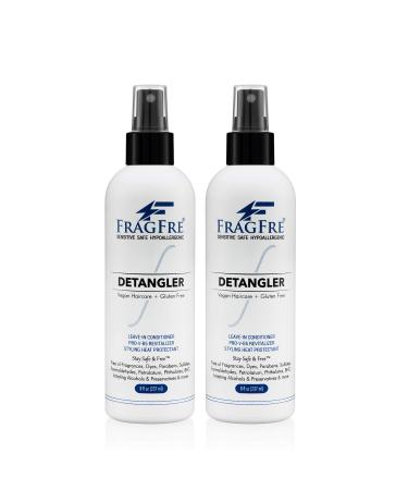 FRAGFRE Detangler 8 oz (2-Pack Gift Set) - Fragrance Free Hypoallergenic Parabens Free - Hair Detangler Leave-in Conditioner for Sensitive Skin - Styling Heat Protectant - Vegan Cruelty/Gluten Free 2 Pack