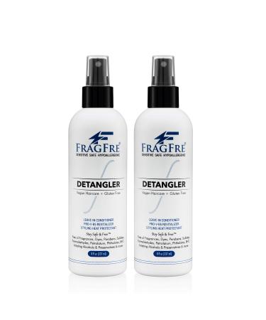 FRAGFRE Detangler 8 oz (2-Pack Gift Set) - Fragrance Free Hypoallergenic Parabens Free - Hair Detangler Leave-in Conditioner for Sensitive Skin - Styling Heat Protectant - Vegan Cruelty/Gluten Free 2 Pack