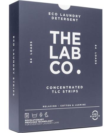 The Lab Co. Laundry Detergent Strips Sheets Eco Ultra-Concentrated Non-Bio Relaxing Fragrance Cotton & Jasmine 64 Loads & Laundry Detergent Strips Sheets Cuban Grapefruit 64 Loads + Laundry Detergent Pink - Buy Online on GoSupps.com