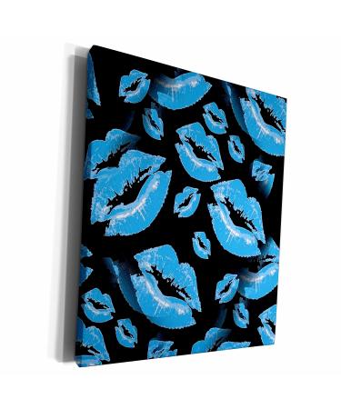 3dRose Museum Grade Canvas Wrap - Two Kisses Collided Lip Boyish Blue Lips Pattern Pattern - Lipstick Kisses