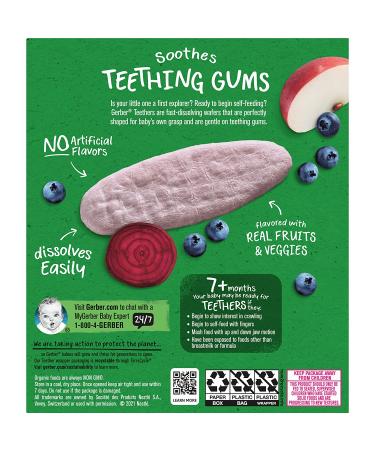 Gerber Organic Gentle Teething Wafers - Blueberry Apple Beet - 1.7oz (12 Count) - Buy Online on GoSupps.com