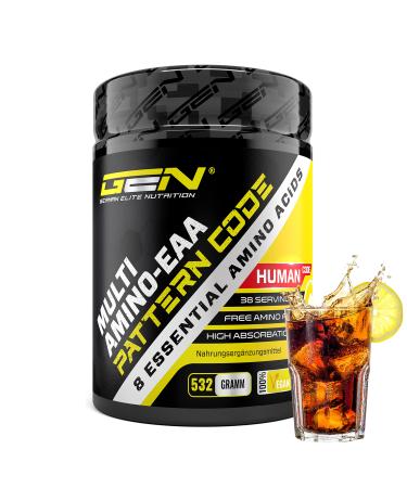 EAA powder - 532 g - cola citric - Human code formula - all 8 essential amino acids - Amino workout drink - Delicious taste - vegan cola lemon 1x powder - Buy Online on GoSupps.com