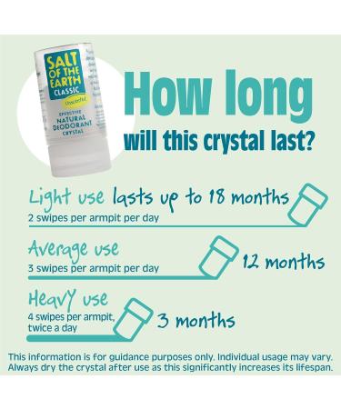 Salt of the Earth - Natural Deodorant Crystal Classic - Effective Crystal Deodorant Fragrance Free Vegan cruelty Free - Suitable for Women Men and Kids - 90g Crystal Classic 90 g (Pack of 1) - Buy Online on GoSupps.com