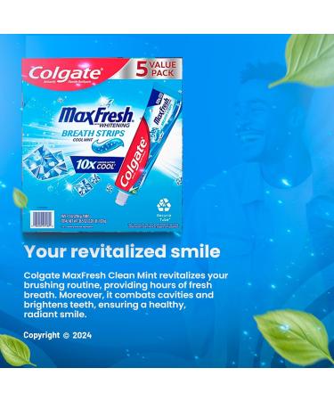 Max Fresh Mint Toothpaste Strips - 5 Tubes 36.5 oz Fights Cavities & Whitens Teeth + Toothpaste Squeezer & No-Mess Caps - Shop Now Internationally - Buy Online on GoSupps.com