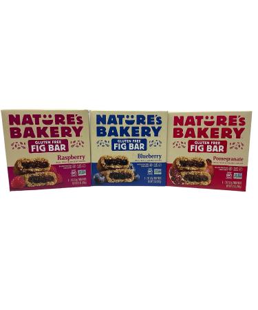 Natures Bakery Gluten Free Fig Bars Variety Bundle - Raspberry, Blueberry, Pomegranate with Recipe Card - Buy Online on GoSupps.com