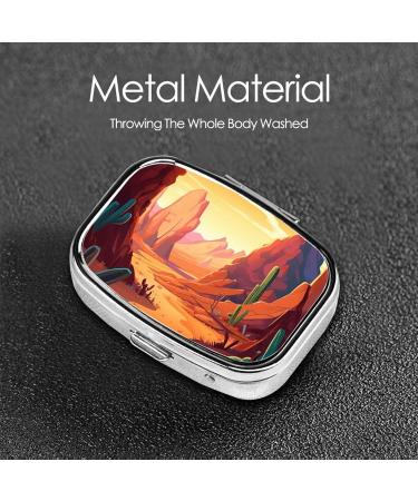 Desert Printing 2 Compartment Small Pill Case | Cute Travel Pill Organizer & Purse Pill Box | Ideal for Pocket & Gifts - Buy Online on GoSupps.com