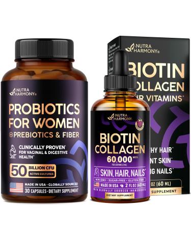 NUTRAHARMONY Liquid Biotin Collagen Drops & Probiotics for Women Capsules