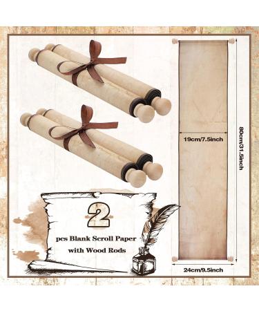 2 Pack Blank Paper Scrolls 7.5 x 31 Inches Scroll Paper Wrapped on Wood Rod for Writing Drawing Calligraphy Wedding Vows Invitation Renaissance Festivals Naughty or Nice List - Buy Online on GoSupps.com