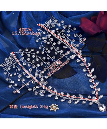 HONGMEI Rhinestone Wedding Headband with Pendant - Bridal Forehead Chain for Women, Silver Hair Accessories for Brides - Buy Online on GoSupps.com