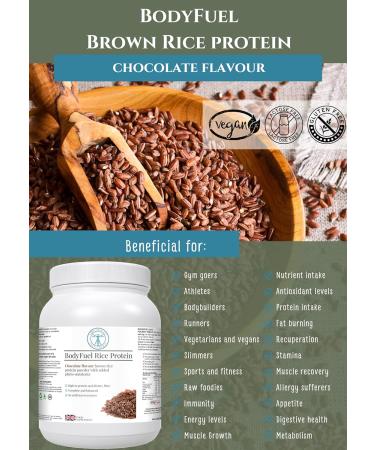 BodyFuel Brown Rice Protein Powder with Chicory, Green Tea & Guarana Extract 500g | Vegan & Hypoallergenic Complementary Supplements - Buy Online on GoSupps.com