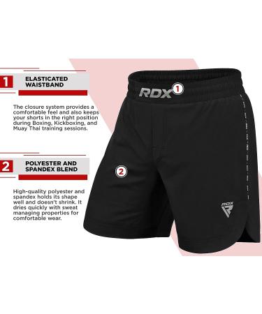 RDX MMA Training & Kickboxing Shorts | Martial Arts Cage Fight Gear - Muay Thai, BJJ, Boxing, Grappling | X-Large Black - Buy Online on GoSupps.com