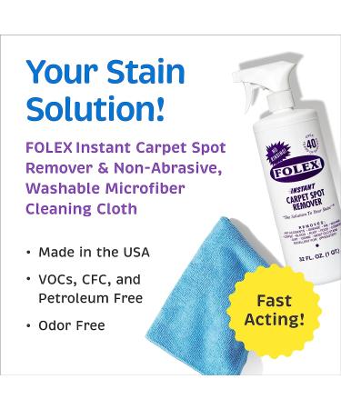 FOLEX Instant Carpet Spot Remover (32 oz) with Microfiber Cleaning Cloth - Stain Treater Kit by Black Swan Distributors - Buy Online on GoSupps.com