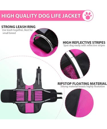 Queenmore Small Dog Life Jacket - Adjustable Pet Vest for Small and Medium Dogs - High Buoyancy & Rescue Handle - Reflective Bands - X-Small Pink - Buy Online on GoSupps.com