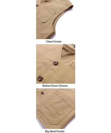 Gihuo Men's Khaki Fishing Vest - Utility Safari Travel & Military Work Vest (Large) - Buy Online on GoSupps.com