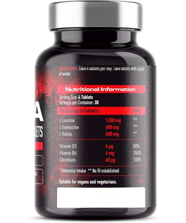Vegan BCAA 2:1:1 Amino Acids with B6 - 2400mg Tablet for Energy - Amino Acid Supplement - 120 Tablets - Buy Online on GoSupps.com