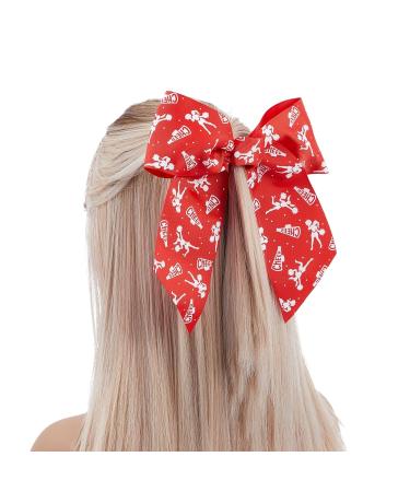 20 Pack 8 Inch Cheer Bows for Women & Girls - Elastic Ponytail Holders for Softball, Volleyball, Gymnastics - Large Bulk Polyester Hair Ribbons - 2 Designs Red & White - Buy Online on GoSupps.com