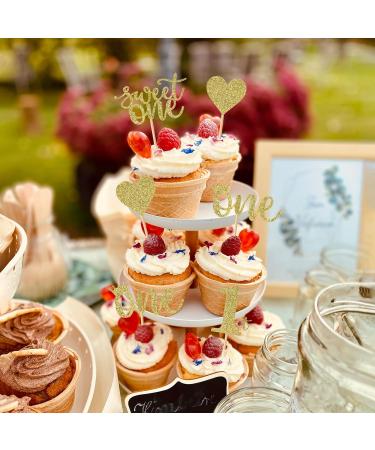 24 PCS 1st Birthday Cupcake Toppers Glitter Sweet One Cupcake Picks for First Birthday Party Baby Shower Cupcake Decorations Supplies Gold - Buy Online on GoSupps.com