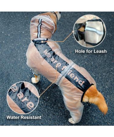 Olsa Dog Raincoat with Reflective Stripe | Waterproof Dog Hooded Slicker Poncho | 4 Legs Rain Jacket for Small, Medium, Large Dogs - Buy Online on GoSupps.com