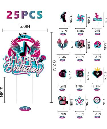 Music Birthday Cake Topper 25pcs Music Cupcake Toppers for Girl'S Music Karaoke Themed Cake Decorations Music Tok Party Birthday Supplies Celebration Favor - Buy Online on GoSupps.com