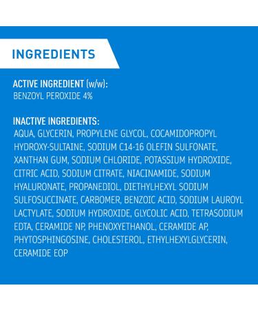 CeraVe 4% Benzoyl Peroxide ACNE Treatment Foaming Cleanser Face & Body Wash with Hyaluronic Acid and Niacinamide. Helps Clear Acne Pimples and prevent breakouts. Gentle Gel Fragrance-Free 150ML ACNE FOAMING CLEANSER 150ml - Buy Online on GoSupps.com