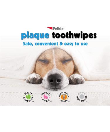Petkin Plaque Toothwipes - Fresh Mint Oral Care Wipes for Dogs & Cats - 80 Pack - Buy Online on GoSupps.com