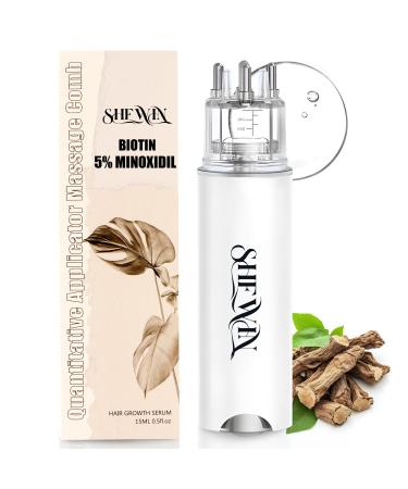 Hair Growth Serum Minoxidil Applicator - 5% Biotin Scalp Applicator Comb Massage Non-Greasy for Women Men Hair Regrowth Oil (15ML Unscented)
