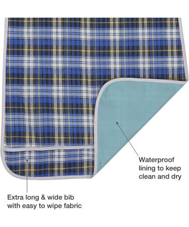 Modaliv Extra Large Waterproof Adult Bib for Eating - XL Blue - Reusable Clothing Protector for Men and Women - Crumb Catcher - Machine Washable - Buy Online on GoSupps.com