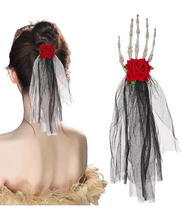 Gothic Flower Headpiece | Skeleton Hand Bone Claw Punk Headdress Skeleton Hand Hairpins Headband Women Masquerade Hairpin For Cosplay Issue Card - Buy Online on GoSupps.com