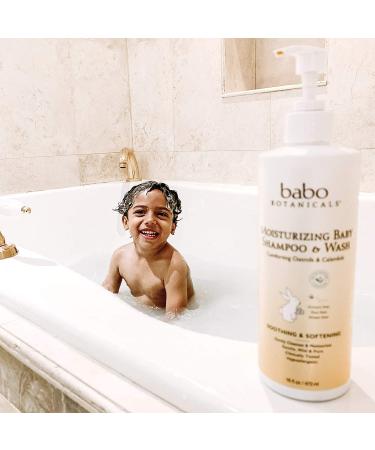 Babo Botanicals 2-in-1 Shampoo & Wash - Hypoallergenic Plant-Based Cleanser with Organic Calendula & Oat Milk for Sensitive Skin - 16 fl. oz. - Buy Online on GoSupps.com